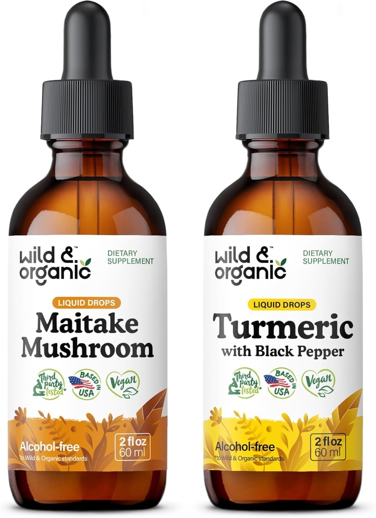 Teinture de champignons maitake 2 fl oz et turcuma 2 fl oz
