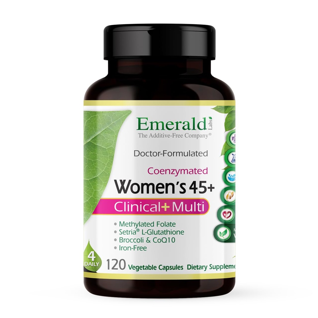 Emerald Labs Vrouwen 45+ Clinical Multi - Multivitamine voor uitgebreide ondersteuning, Bone & Heart Health* - Ontworpen voor vrouwen 45+ - Glutenvrije & Vegetarische - 120 plantaardige Capsules (30-dagen levering)