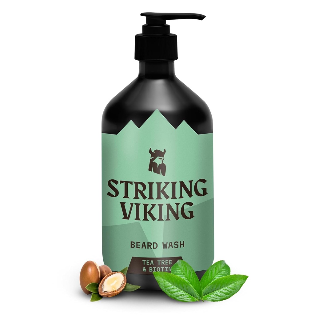 Opvallende Vikingbaard Shampoo met theeboom, Biotin & Jojoba Oil - 17 oz Diep reinigen, Paraben & Sulfate Gratis voor alle baardtypes