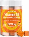kindnature Vitamine B3 Niacin Gummies - Flush Free Niacinamide 500mg Supplement - Vegan, Non-GMO, Low-Calorie, Gluten-Free, Soy-Fee, 3rd Party Lab Getest - 1 maand levering, 90 Kauwbare Gummies