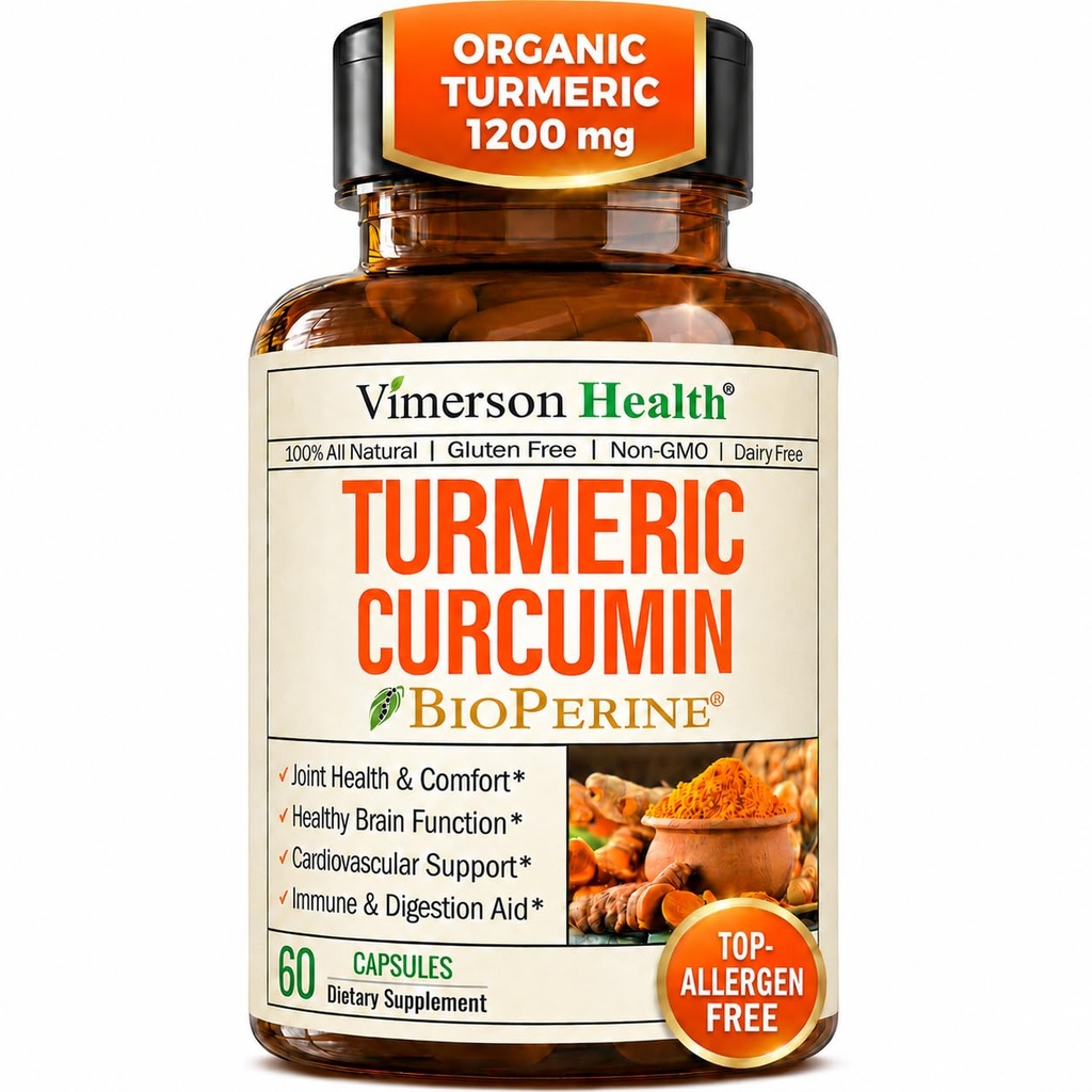 Supplément curcumin curcumin curcumin - 1200 mg d'extrait curcuminique organique + tumérique (95% Curcuminoïdes) pour le soutien articulaire et la santé digestive - Supplément curcumin curcumin pur avec poivre noir - 60 Capsules