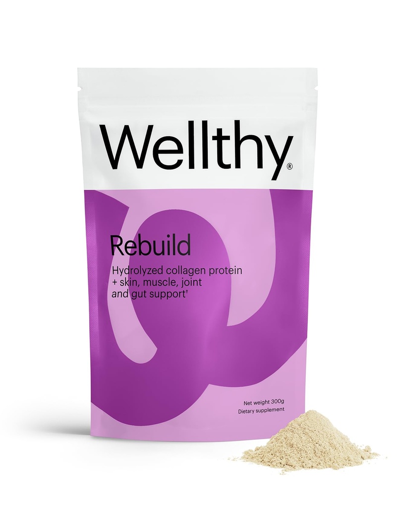 Wellthy Collageen Peptides Proteine Powder - Grass Fed Gehydrolyseerde Collageen voor haargroei, huid, nagels, darm en gezamenlijke ondersteuning - 20.000mg Collageen & 18g Proteïne 