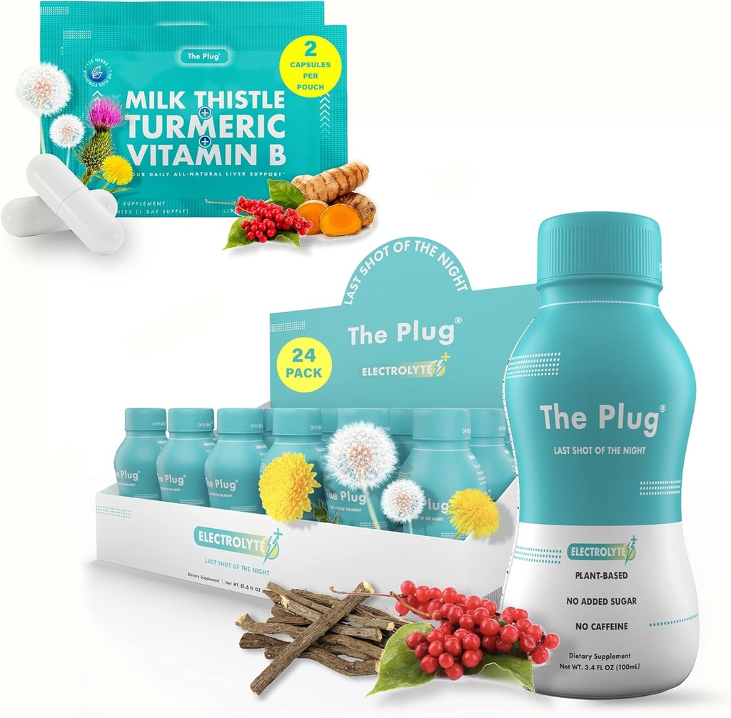 De Plug Lever Reiniging Detox & Repair Bundle - Supplement Pillen & Recovery Drink (24 Pack)