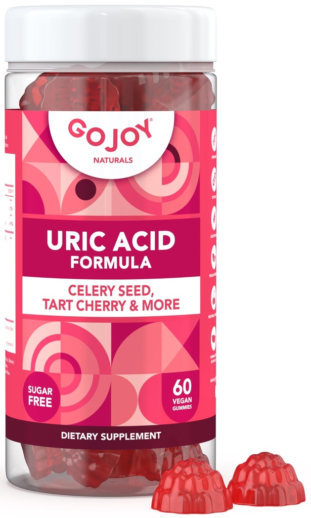Uric Acid Support Formula for Adults - Gommies de cerises avec extrait de graines de céleri - pour les articulations des hommes et des femmes Reins et plus - Sans soja et sans sucre