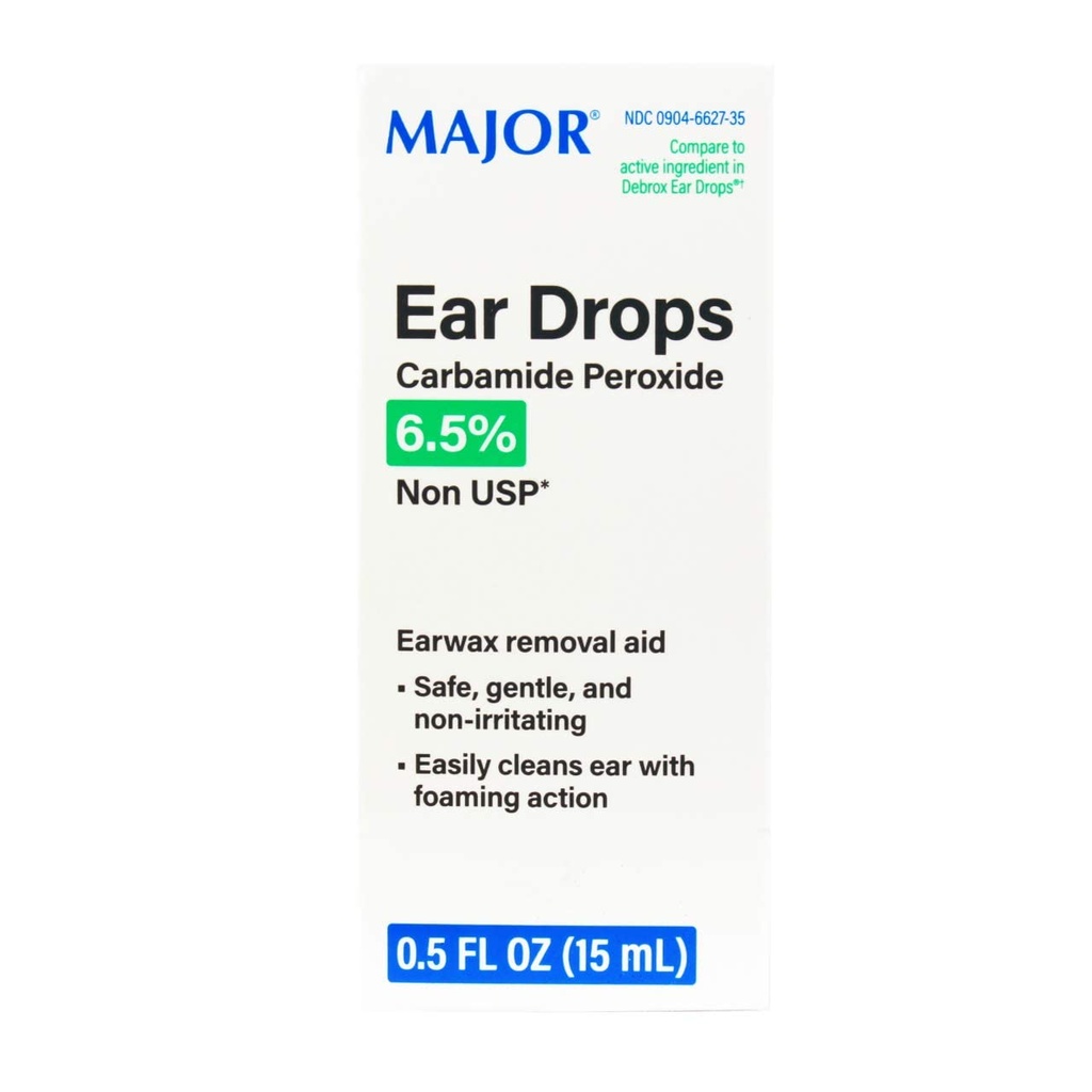 Major Pharmaceuticals 255984 Otic Ear Drop, Vergelijk met Debrox, 15 ml Volume, Boxed
