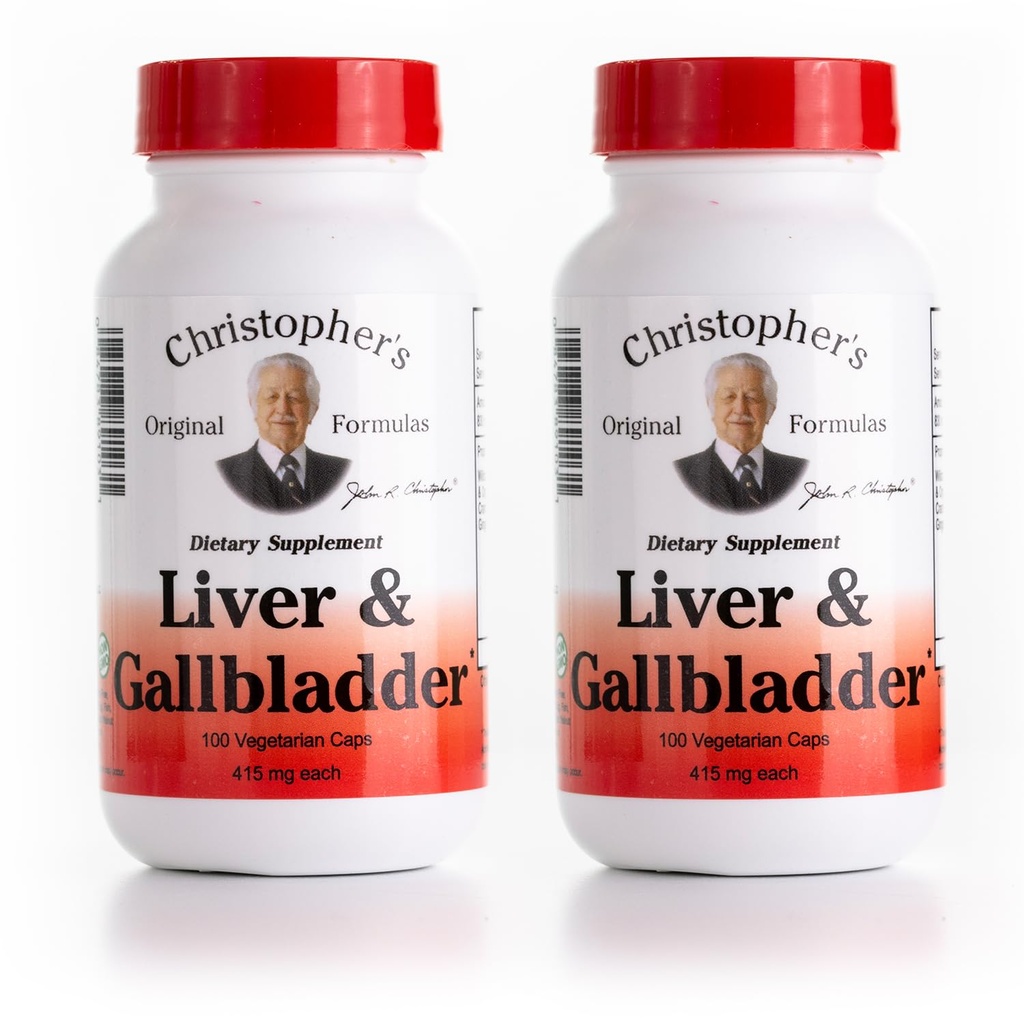 Christopher's Original Formulas Liver & Gallblader Formula Capsules - Gallblad Supplementen met spijsverteringsenzymen - Ondersteunt spijsverteringssysteem met natuurlijke kruiden - Pack of 2