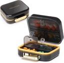 Toplive 7 Compartiments Portable Pill Organizer Travel Medicine Pill Organizer, Hydraure Proof Small Pill Case Pill Holder Daily Pill Container Box for Fish Oil Vitamines, Black