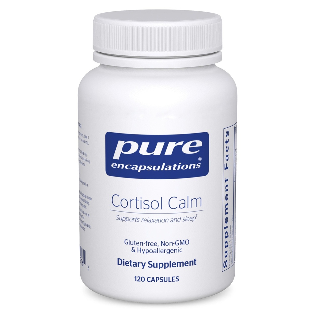 Pure Encapsulations Cortisol Calm - Ondersteunt Cortisol Health & Relaxation - Bevat Ashwagandha & L-Theanine - Rustige slaap - 120 capsules