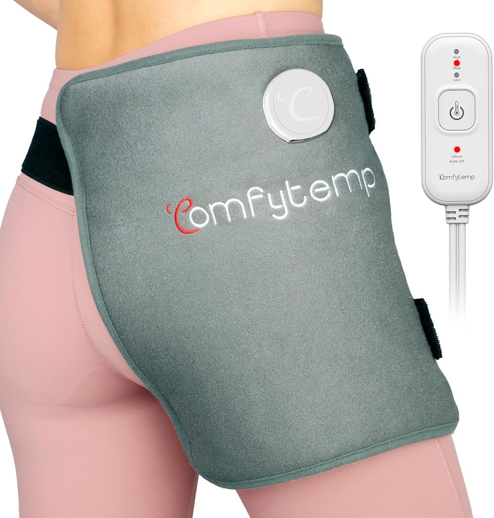 Comfytemp Hip Heating Pad pour Hip Sciatica Pain Relief Hip Brace, Cadeaux d'anniversaire de Noël pour maman Femmes Femme Hommes, Lower Back Thigh Buttock Electric FSA Admissible HSA Heat Pad Hot Physical Therapy(S/M)