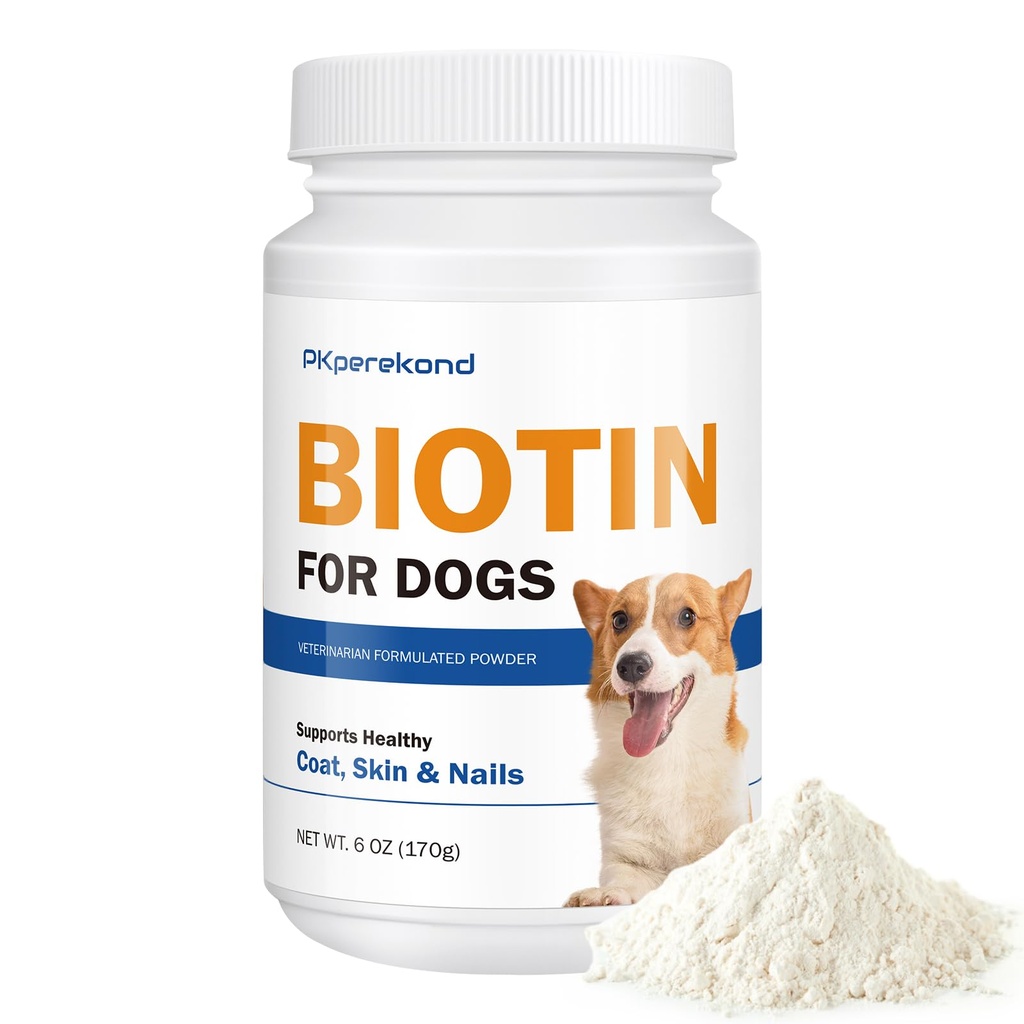 Biotine voor honden, Ondersteunt Shiny Coat en gezonde huid, Versterkt hondennagels, Biotin Powder Supplement voor hondenvergieten, droge huid verlichting voor honden, 6 oz