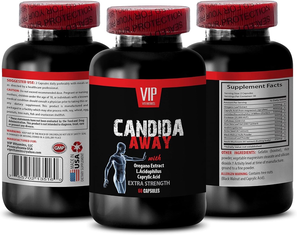 Immuunsysteem Booster - CANDIDA AWAY EXTRA STERKTE VORM - DIGESTIVE AID - candida reinigen, candida ondersteuning, candida overgroei, candida supplement, candida complex, candida - 1 fles 60 capsules