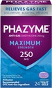 Phazyme Maximum * Sterkte Anti-Gas 250 mg Simethicone Gas Relief voor volwassenen, snelle Gels Snel verzachten opgeblazen, druk en ongemak, 24 Tel.