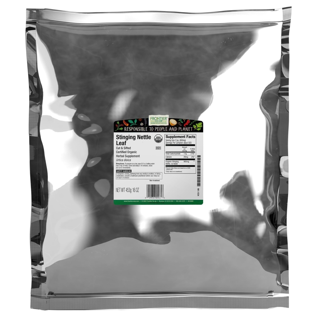 Frontier Co-op Organic Stingling Nettle Leaf, Cut and Sifted, For Making Nettle Tea, Kosher 