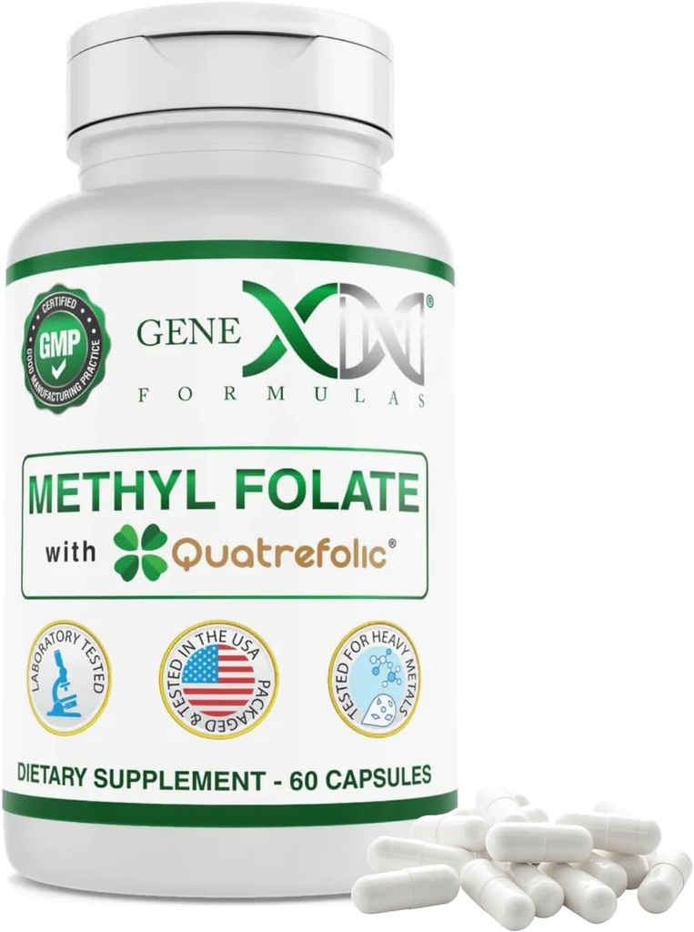 GENEX Methylfolaat met Quatrefolic® 1360 mcg DFE (60 Capsules) Bio-actieve vorm van folaat - 5-Methyltetrahydroferroceen 