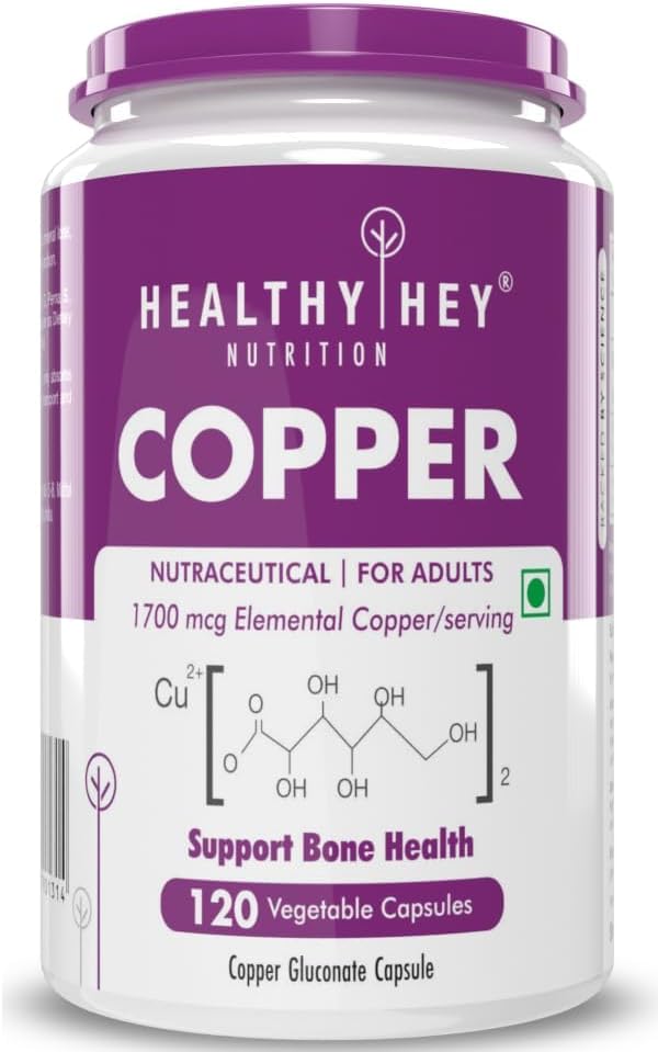 Voeding Gecheld koper Gluconaat - Hoog Biobeschikbaarheidsformule - Non-GMO, Glutenvrij -120 Veg. Capsules