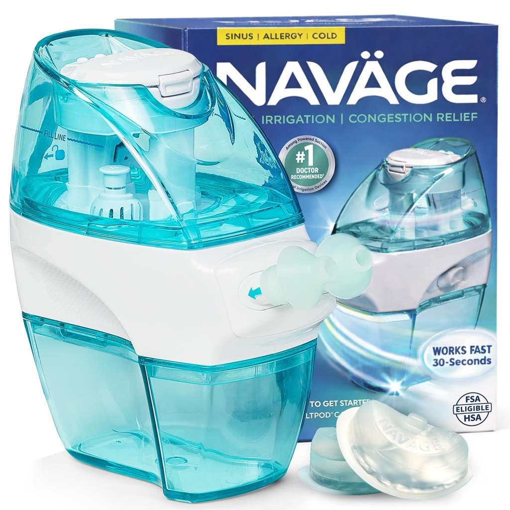 Navage Starter Bundle - Neus Irrigatie Systeem - Saline Nasal Rinse Kit met 1 Navage Neus Cleaner en 30 Zout Pods