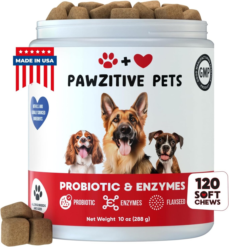 Probiotica, zachte kauwen - Enzymen - Digestieve gezondheid voor honden - Probiotische kauwtabletten voor Gut Health & Immune Ondersteuning Supplement - Digestieve ondersteuning