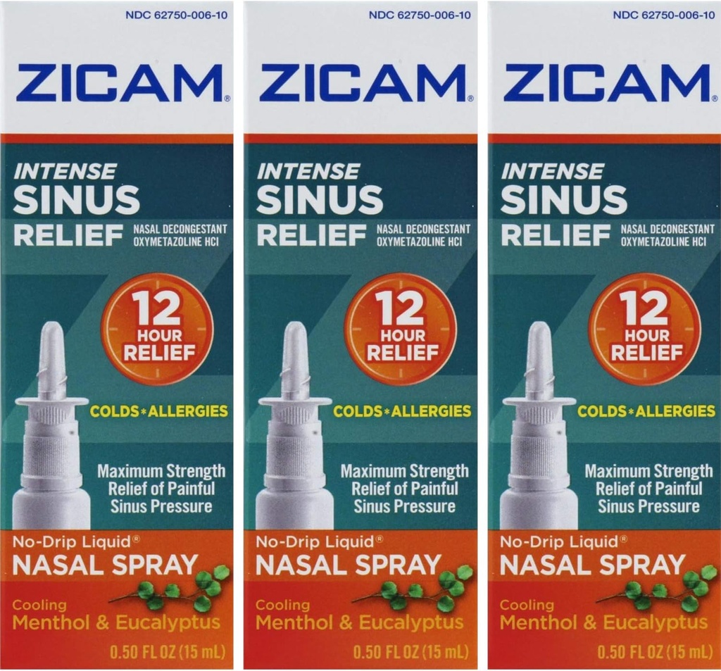 Zicam Intense Sinus Relief, Cooling Menthol & Eucalyptus Pump 0,5 fl oz (Kwantiteit van 3)