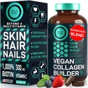 WILD BRANDSTOF Vegan Collagen Builder - Biotine, Biologische Superfood, Aminozuren Glycine, Lysine, Proline Plant-Based Collagen Booster Supplementen - 30 Organic Extract Tablets