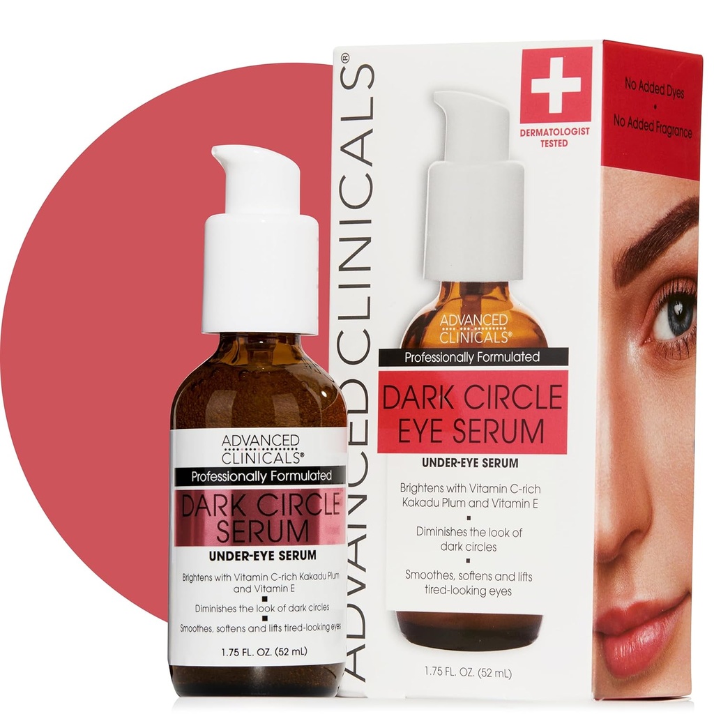 Advanced Clinicals Dark Circle Cafeine Under Eye Serum For Face with Hyaluronic Acid Moisturizer + Peptides 