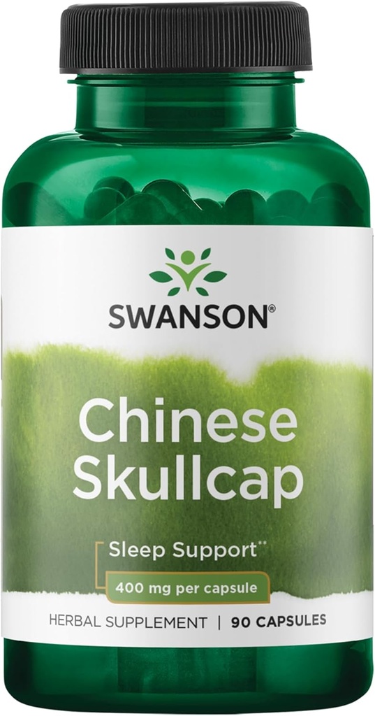 Swanson Chinese Skullcap - Herbal Supplement Promoting Relaxation & Slaapondersteuning - Flavonoid Formula to Help Soothe Nerves - (90 Capsules, 400mg Elk)
