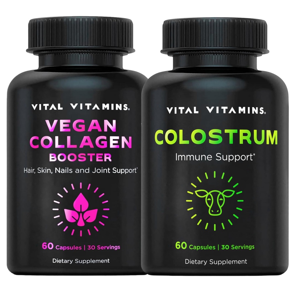 Vitale Vitaminen Vegan Collagen Booster Capsules + Colostrum Capsules Supplement
