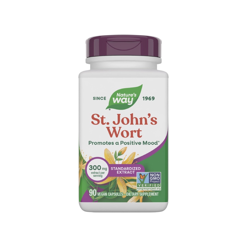Nature's Way Saint-Jean Extrait de Wort Premium favorise des perspectives positives* Non-OGM 90 Capsules