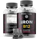 Vitamine B12 Gummies pour les femmes et les hommes, supplément de fer 20mg pour les adultes, fabricant de sang gratuit pour l'anémie, Vitamine B12 Gummies avec fer et saveur de mûrier naturel, végétalien, non-OGM, 30 jours d'approvisionnement