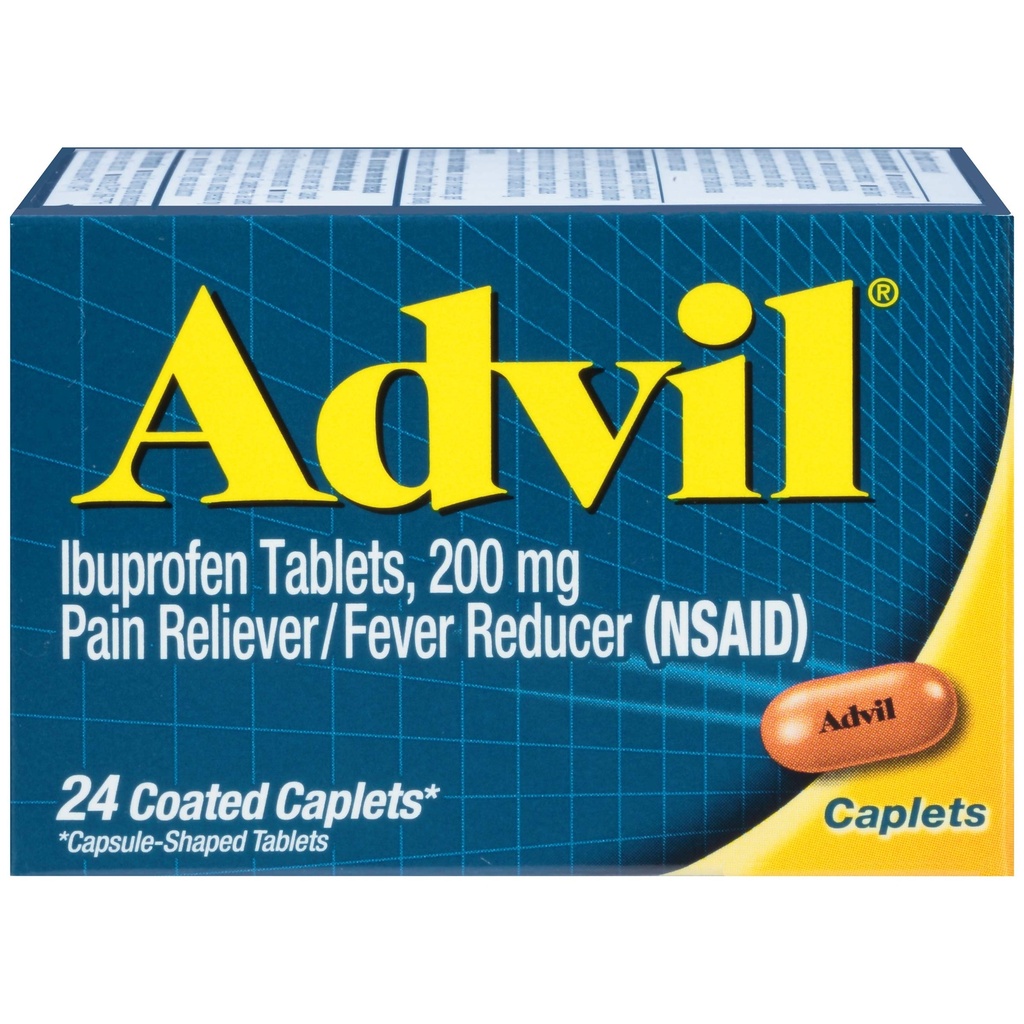 Advil Coated Caplets Pain Reliver and Fever Reducer Ibuprofen 200mg, 24 Tellen