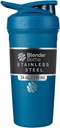 BlenderBattle Strada Shaker Cup Geïsoleerde roestvrij stalen waterfles met draad Whisk, 24-Ounce, blauw