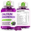 Calcium Magnesium Zink Gummies met Vitamine D3 en K2, Hoge Absorptie Magnesium Glycinate Kalium voor Immune en Spieren, Vegan Vlierbessen Smaak 60 Gummies