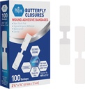MED PRIDE Butterfly Tape Sluitingen Banden voor Wond Sluiting, Steriele Hypoallergeen Kleefstof Non-Stick Pad, Latex-Free, Pack van 100 Assorted Maten (Grote)