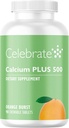 Vier vitamines Calcium Plus 500 Bariatric Calcium citraat met vitamine D3 Kauwbaar, 500 mg, Glutenvrije & suikervrije, Calcium citraat voor patiënten met bariatrische werking, Oranje Burst, 90 tellingen