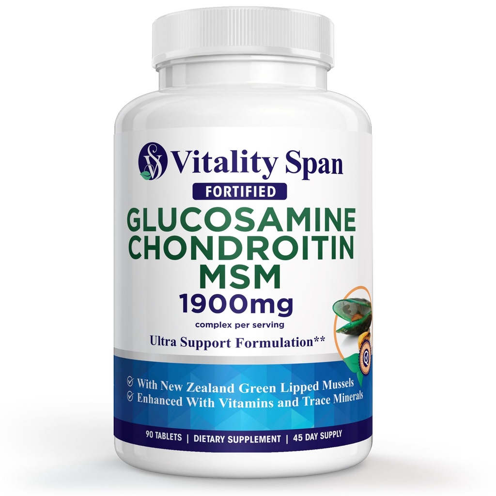 Glucosamine Chondroitin Advanced Joint Support Tripple Strength met zink en koper, Joint Supplement voor mannen en vrouwen voor cartilage en gezamenlijke gezondheid, Made in USA, 90 Veg tabletten