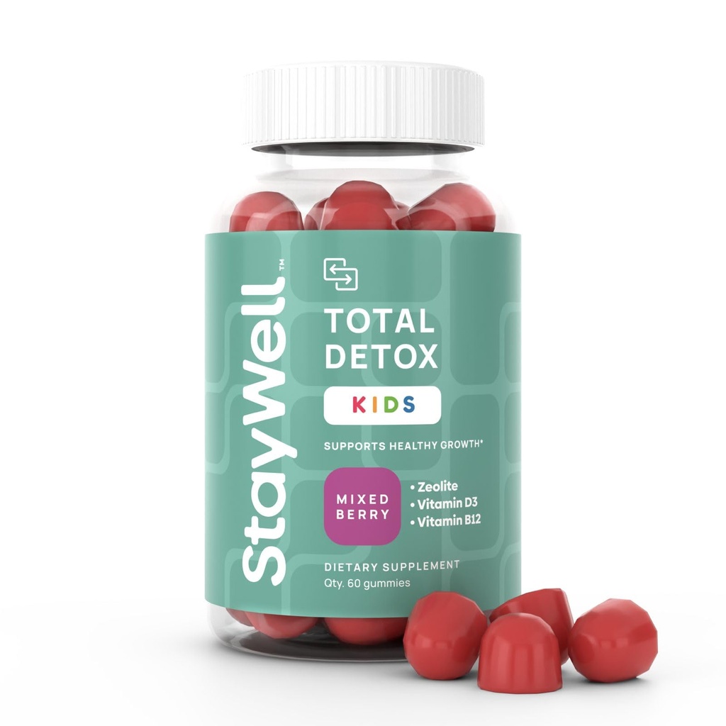 Natural Zeoliet Heavy Metal Detox Kids, Kauwgom, Micronized Zeoliet, Total Body Metal Cleanse, Toxin Cleanse, Non-GMO, 60 Mixed Berry Gummies