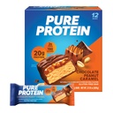 Pure Protein Bars, Hoge Proteïne, Nutrische Snacks ter ondersteuning van energie, lage suiker, Glutenvrij, Chocolade Pinda Karamel, 1.76oz, 12 Tellen (pakket van 1) (Verpakking mei Vary)