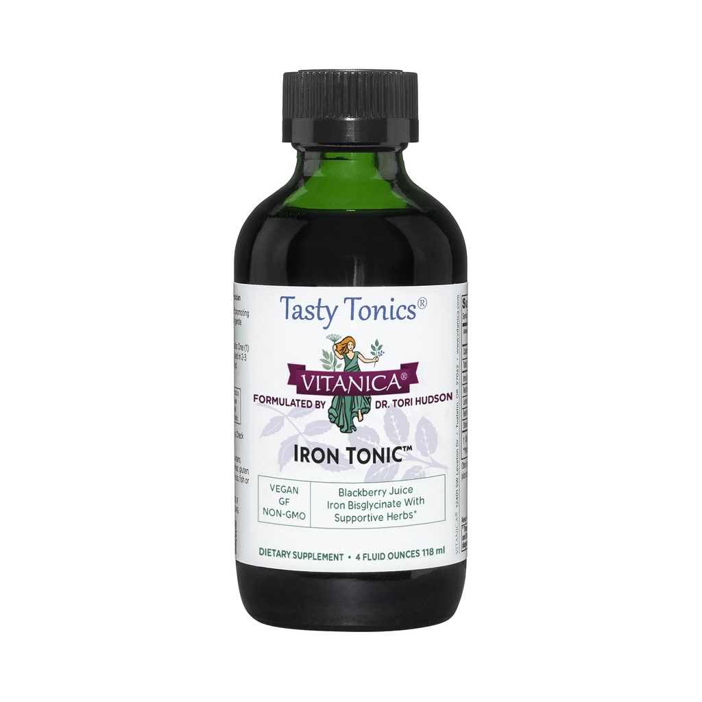 Tonique de fer Vitanica, supplément de fer liquide, soutien des globules rouges, végétalien, 4 once