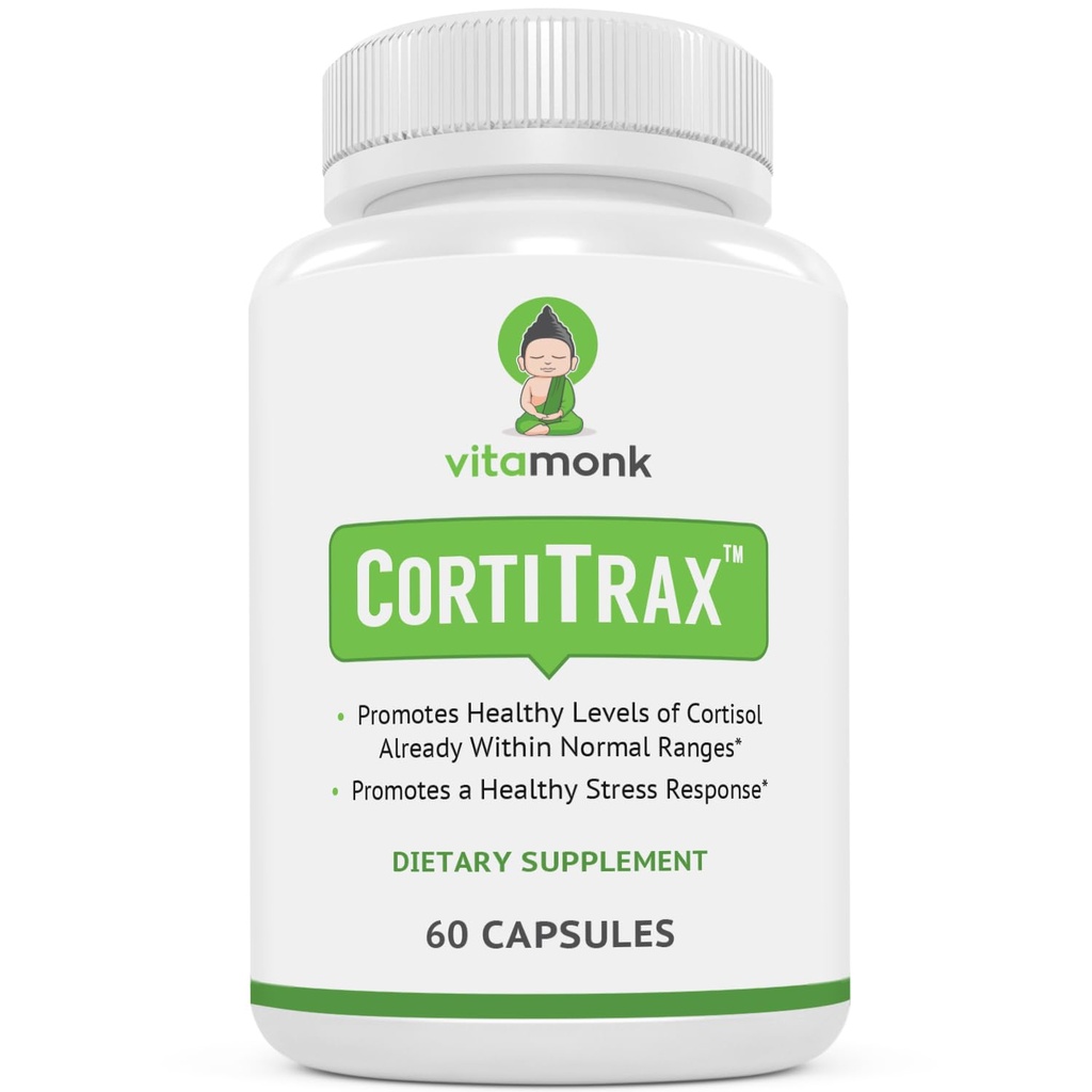 VitaMonk CortiTrax Natural Cortisol Blocker - Doctor Formulated Cortisol Manager, Cortisol Support & Cortisol Reducer (Al binnen normale afstanden) 60 Capsule Cortisol Supplement