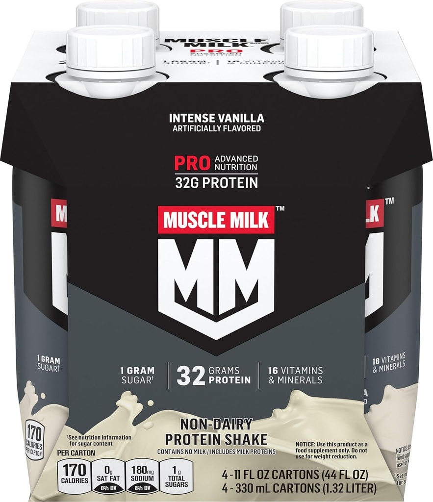 Shake de protéines de la série Lait Pro musculaire, Vanille intense, 4 Nombre