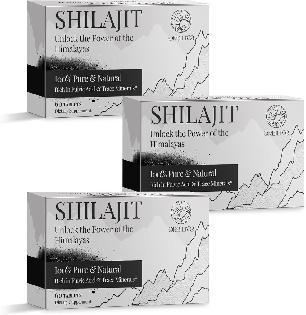 30.000 MG shilajit tabletten, 100% shilajit pure, Himalaya biologische, shilajit voor mannen en vrouwen rijk aan fulvinezuur & 85+ Trace Minerals, Shilajit Supplement for Energy & Immune System, 180 Tel.