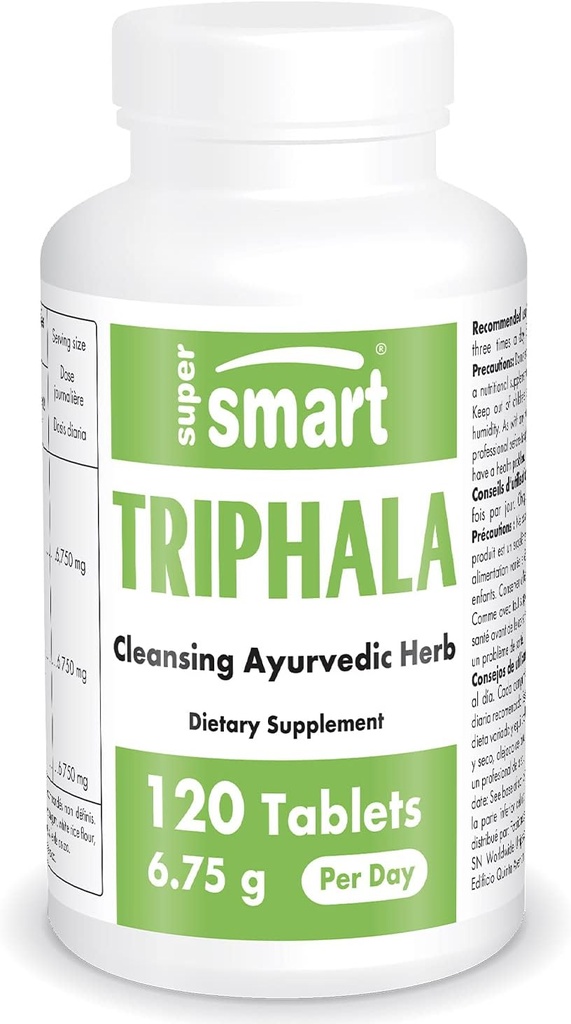 Supersmart - Triphala 6,75 g per portie - met Amla, Behada & Harada - interne reinigingsmiddelen voor spijsvertering - natuurlijk ontgiftingssupplement 