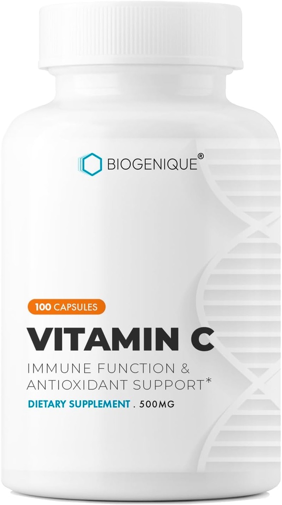 Vitamine C - Natuurlijke Ascorbinezuur Vitamine C Supplement voor Immune Ondersteuning - Farmaceutische Graad Vitamine C 500mg - 100 Capsules - Natuurlijke Immune boosters voor Volwassenen - Vegan, Made in Canada