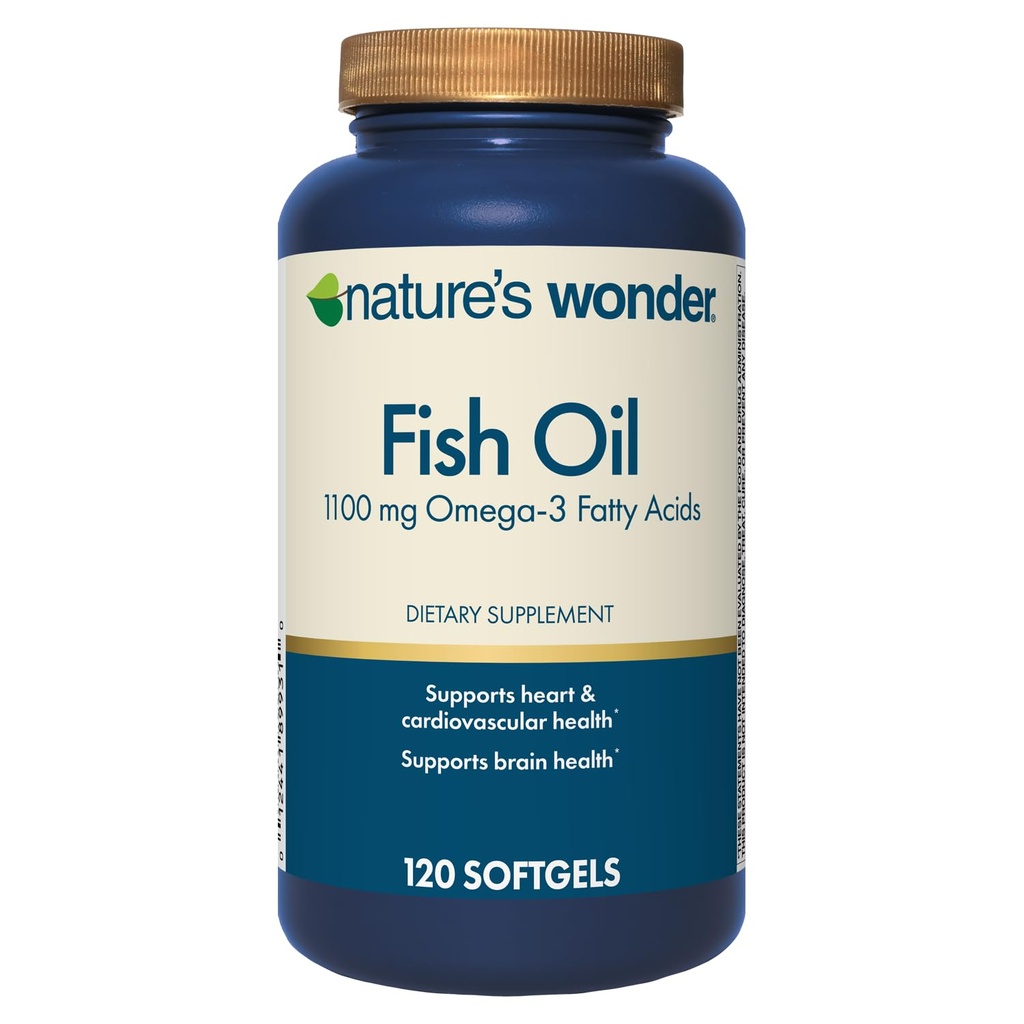 Nature's Wonder Fish Oil 1100mg Omega-3 Visoliesupplementen voor vrouwen en mannen, EPA & DHA voor gezonde gewrichten, hart, immuunsysteem, 120 dagen levering van Softgels