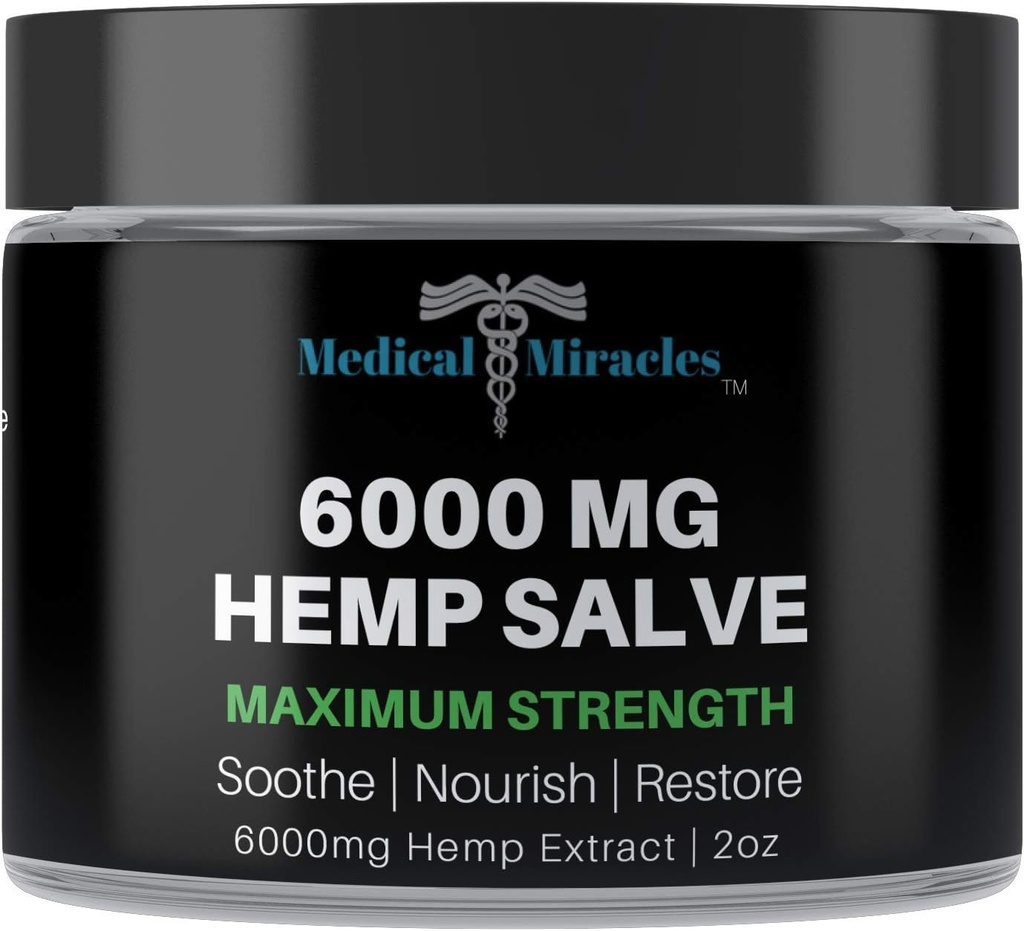 Miracles médicaux 6000 MG Salve de guérison de la force maximale utilisé pour HIPS, articulations, cou, dos. Fabriqué avec les ingrédients les plus fins disponibles