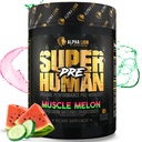 ALPHA LION Poudre pré-entraînement surhumaine, Beta Alanine, L-Taurine et caféine Tri-Source pour énergie durable et focus, Oxyde nitrique et Citrulline pour pompe (21 portions, Muscle Melon)