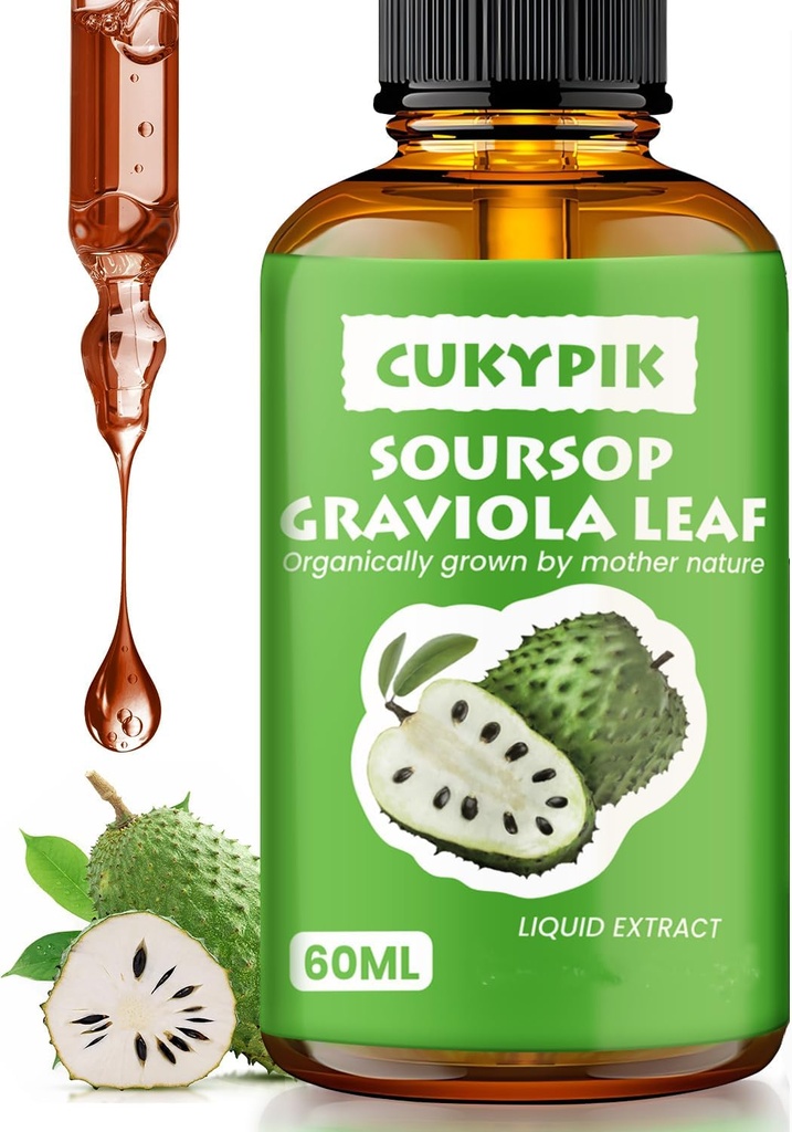 Minerale supplementen Soursop Graviola Leaf Extract Liquid Drop Plus Pure Botanical for Cell Support, Zzz & Antioxidant - Soursop Bitters Liquid, 2-4 maand Supply, 2 Fl Oz