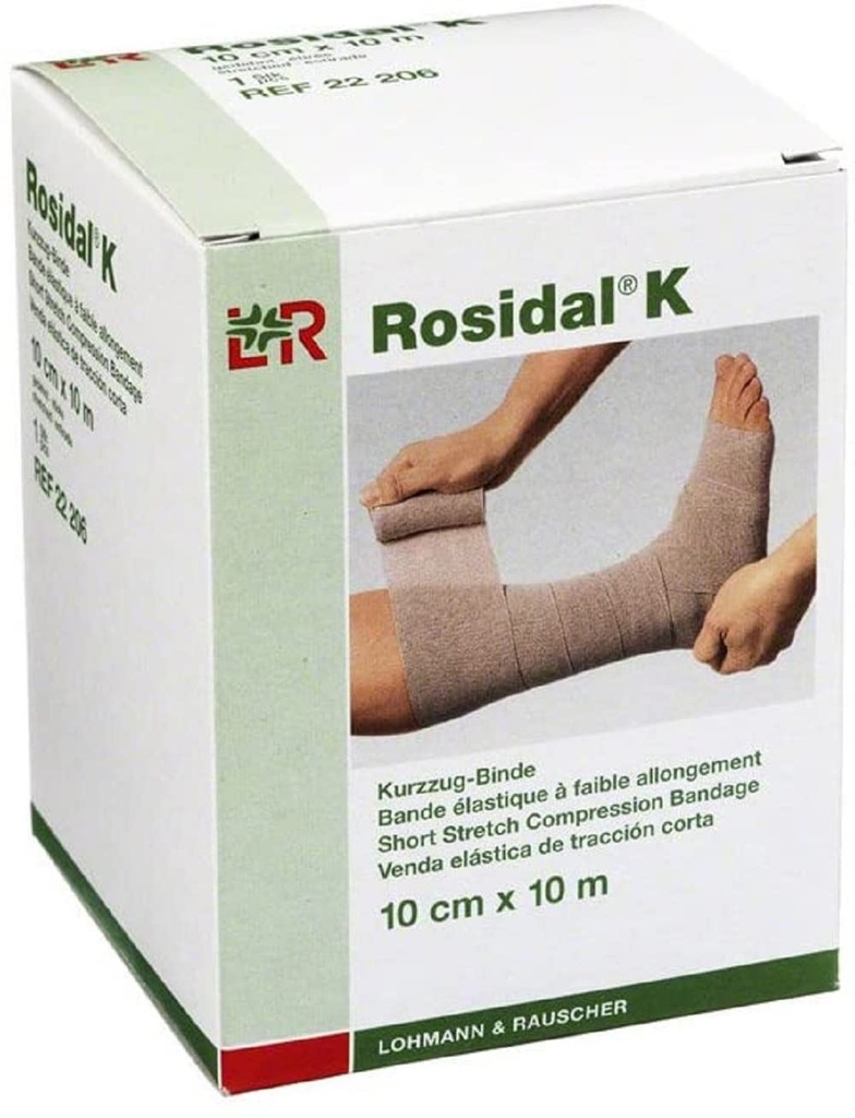 Lohmann & Rauscher Rosidal K Short Stretch Compression Bandage, For Use In The Management of Acute & Chronic Lymphedema, Edema, & Venous Insufficiency, 3.93" x 11 Yards (10cm x 10m), 1 Roll