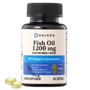 DAIKEN Mini Fish Oil 1200 mg, rTG Omega 3 1000mg, 60 Softgels, Hoge Absorptie & Burpless Visolie voor gezonde hart, hersenen en droge ogen Ondersteuning