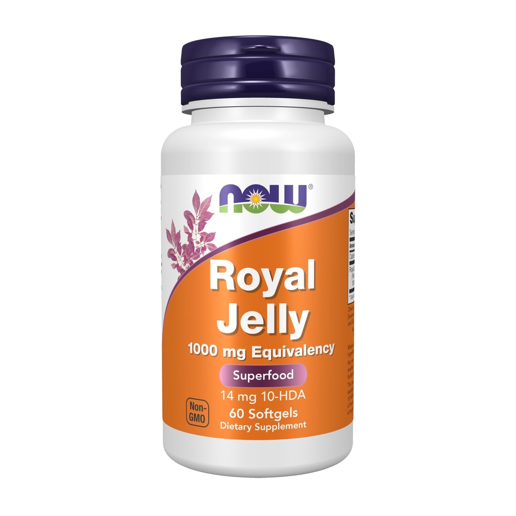 MAINTENANT compléments alimentaires, Jelly Royal 1000 mg avec 10-HDA (acide hydroxy-D-décénoïque), 60 softgels