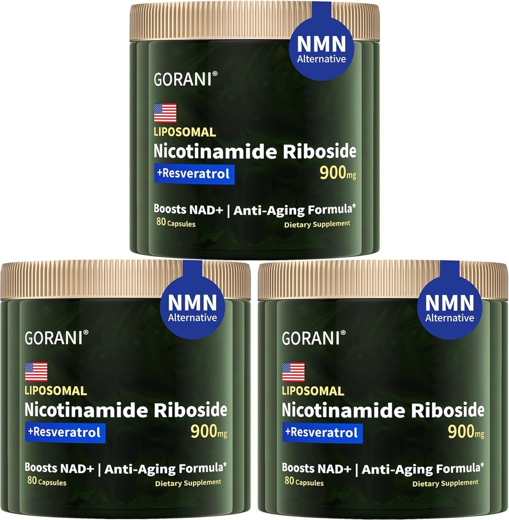 Supplément Gorani NAD+ 900MG, Riboside de Nicotinamide, Resvératrol liposomique, Quercetin (3)
